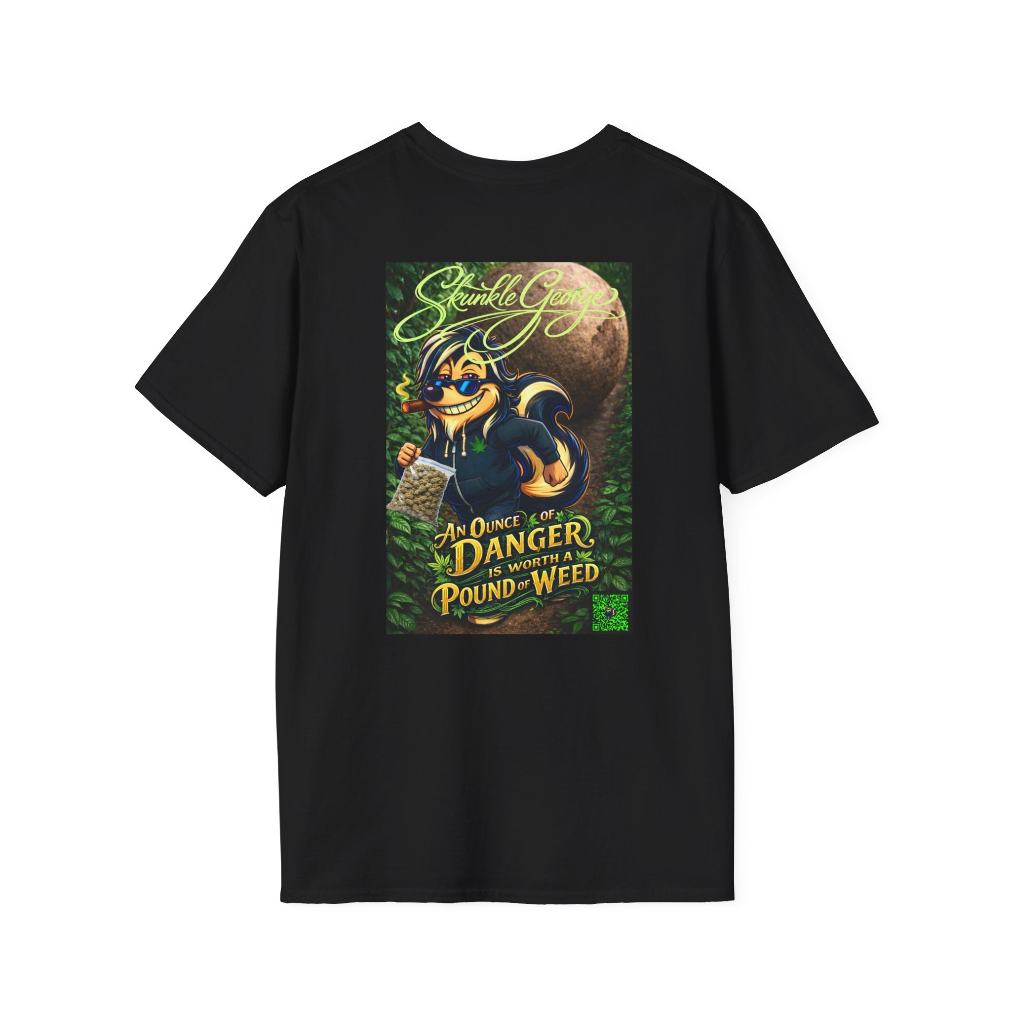 Skunkle George Illustration T-Shirt | Vintage Stoner Art, Boulder Chase