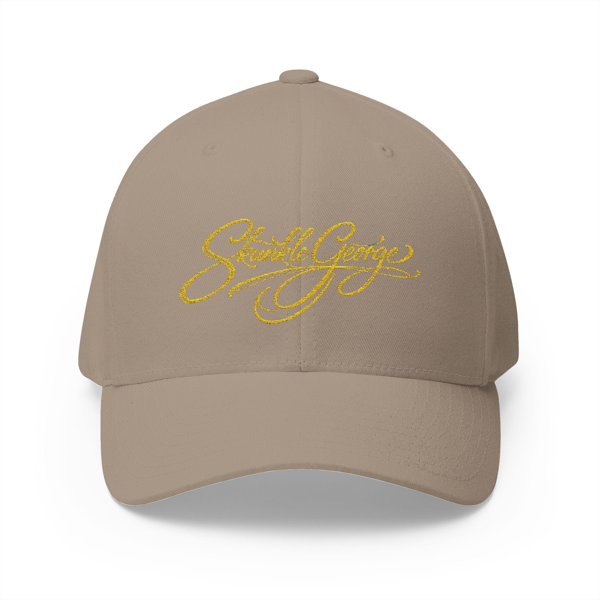 Embroidered "Skunkle George" Script Cap — Black Structured Baseball Hat
