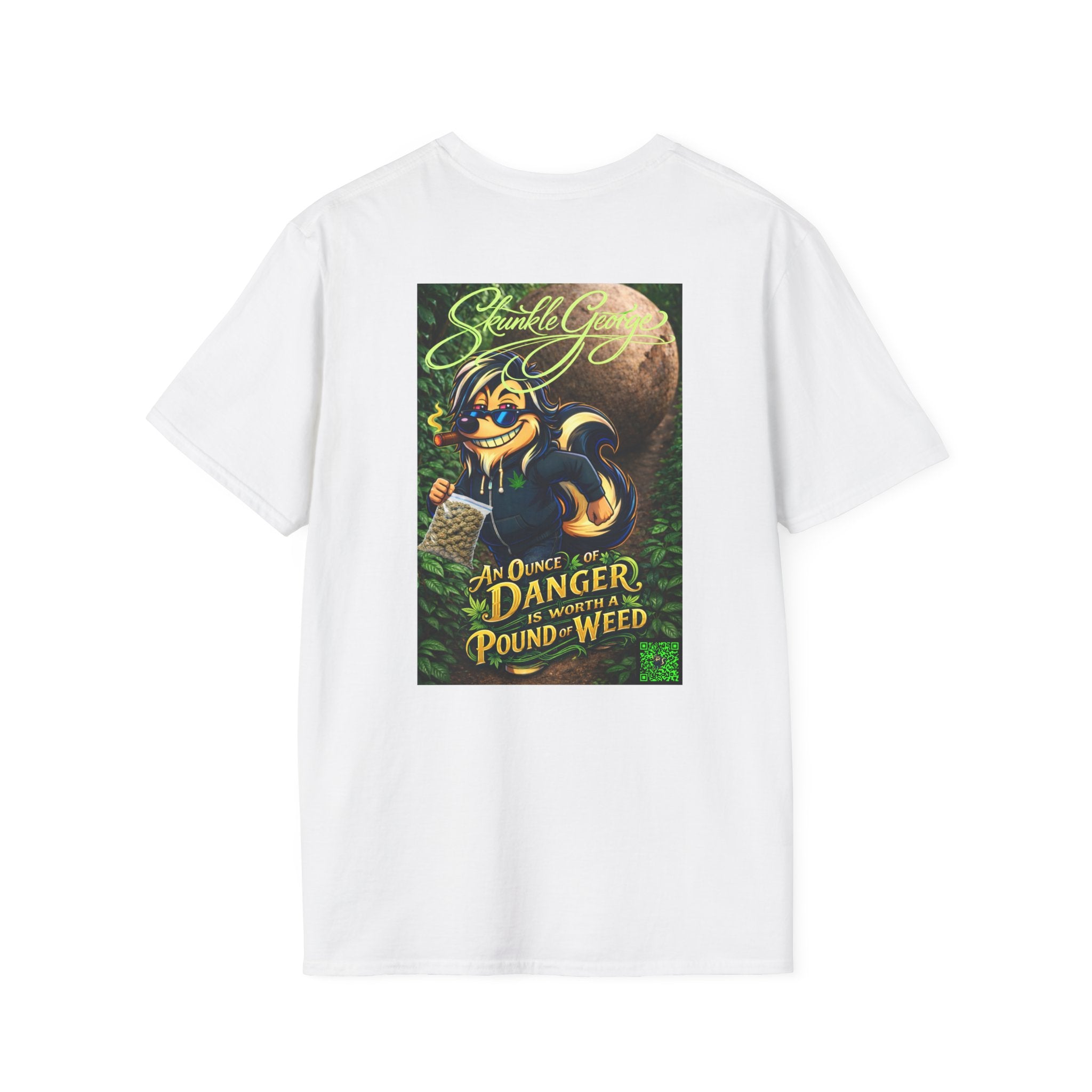 Skunkle George Illustration T-Shirt | Vintage Stoner Art, Boulder Chase