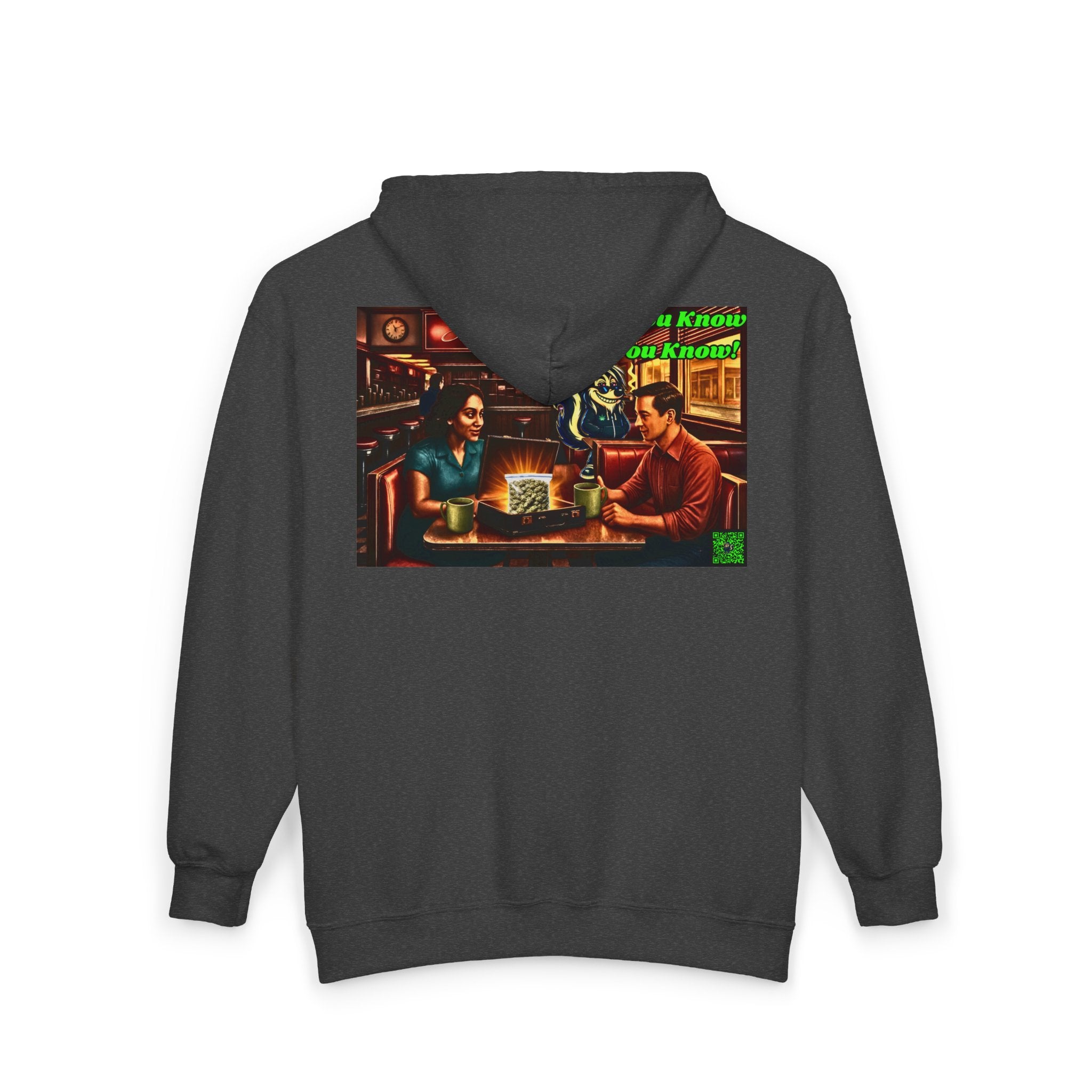 Full-Zip Hoodie — 'If You Know You Know' Retro Bar Scene Zip-Up