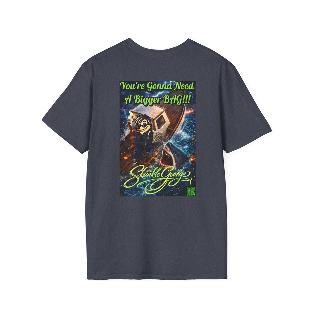 Skunkle George Cinematic T-Shirt — "You're Gonna Need A Bigger Bag!!!" Retro Cinematic Graphic Tee