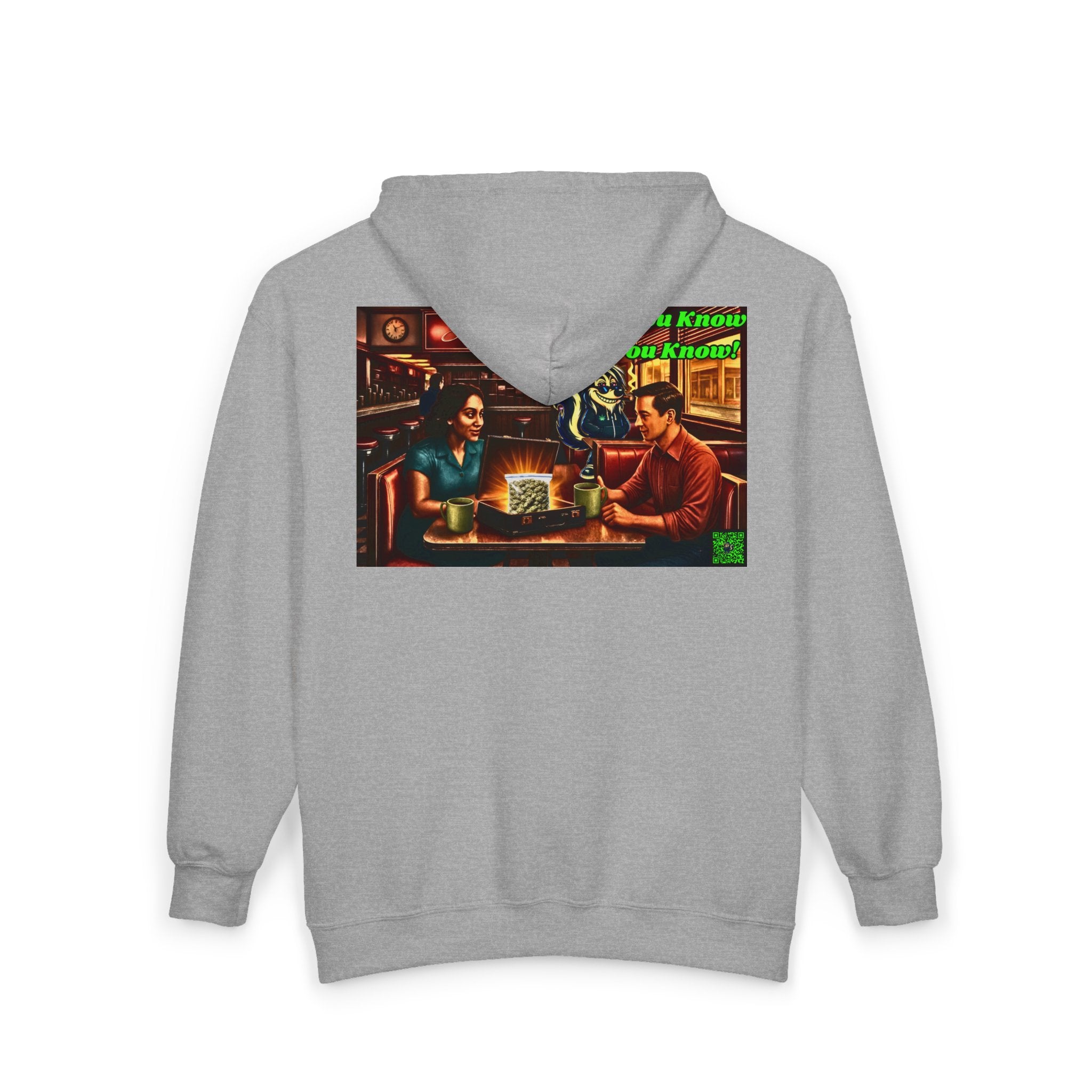 Full-Zip Hoodie — 'If You Know You Know' Retro Bar Scene Zip-Up