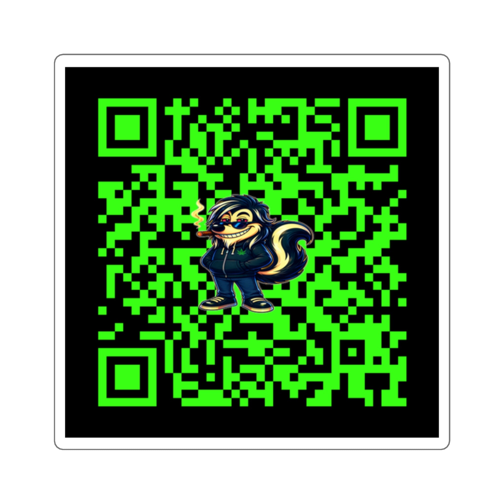 Neon QR Code Square Sticker — Skunkle George QR Decal