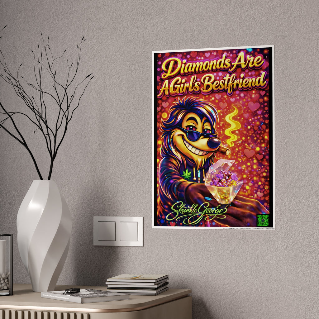 Gloss Poster — "Diamonds Are A Girl's Bestfriend" Retro Neon Art Print