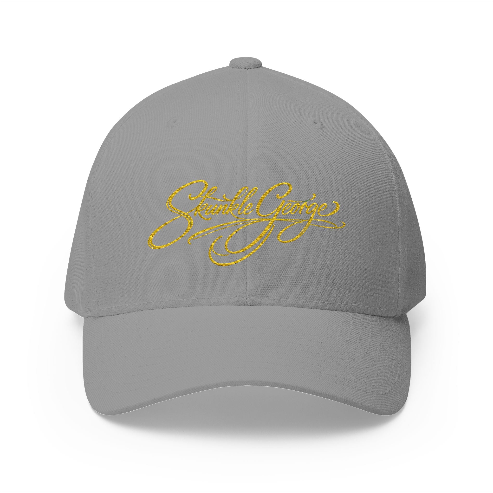 Embroidered "Skunkle George" Script Cap — Black Structured Baseball Hat