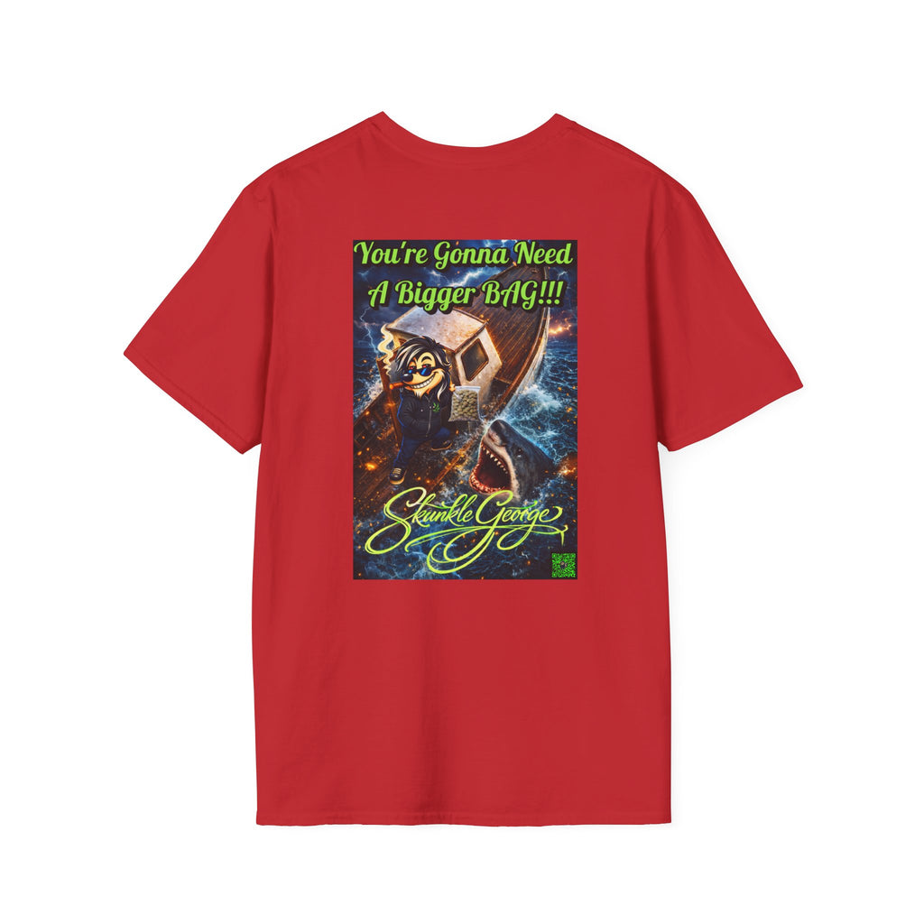 Skunkle George Cinematic T-Shirt — "You're Gonna Need A Bigger Bag!!!" Retro Cinematic Graphic Tee