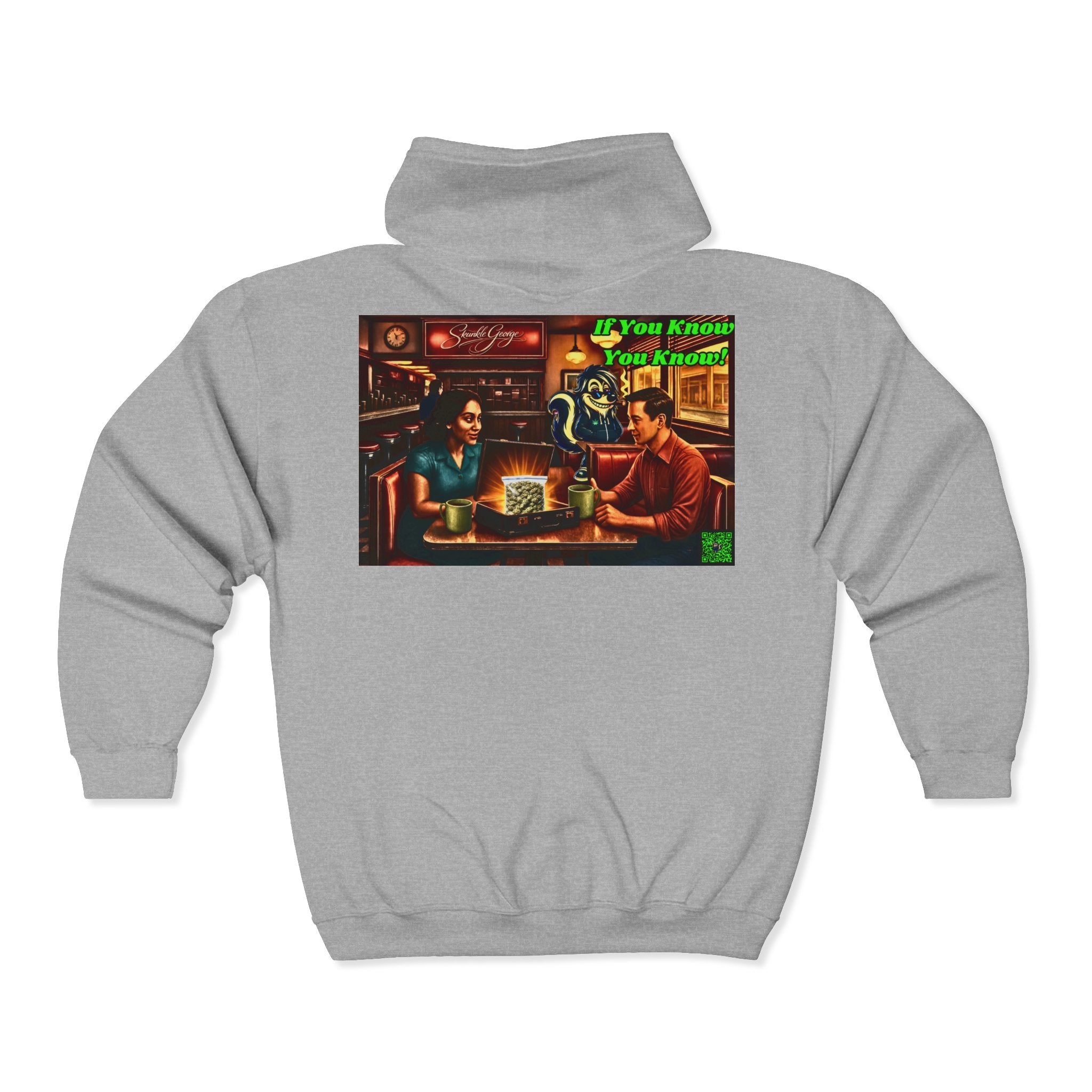 Full-Zip Hoodie — 'If You Know You Know' Retro Bar Scene Zip-Up