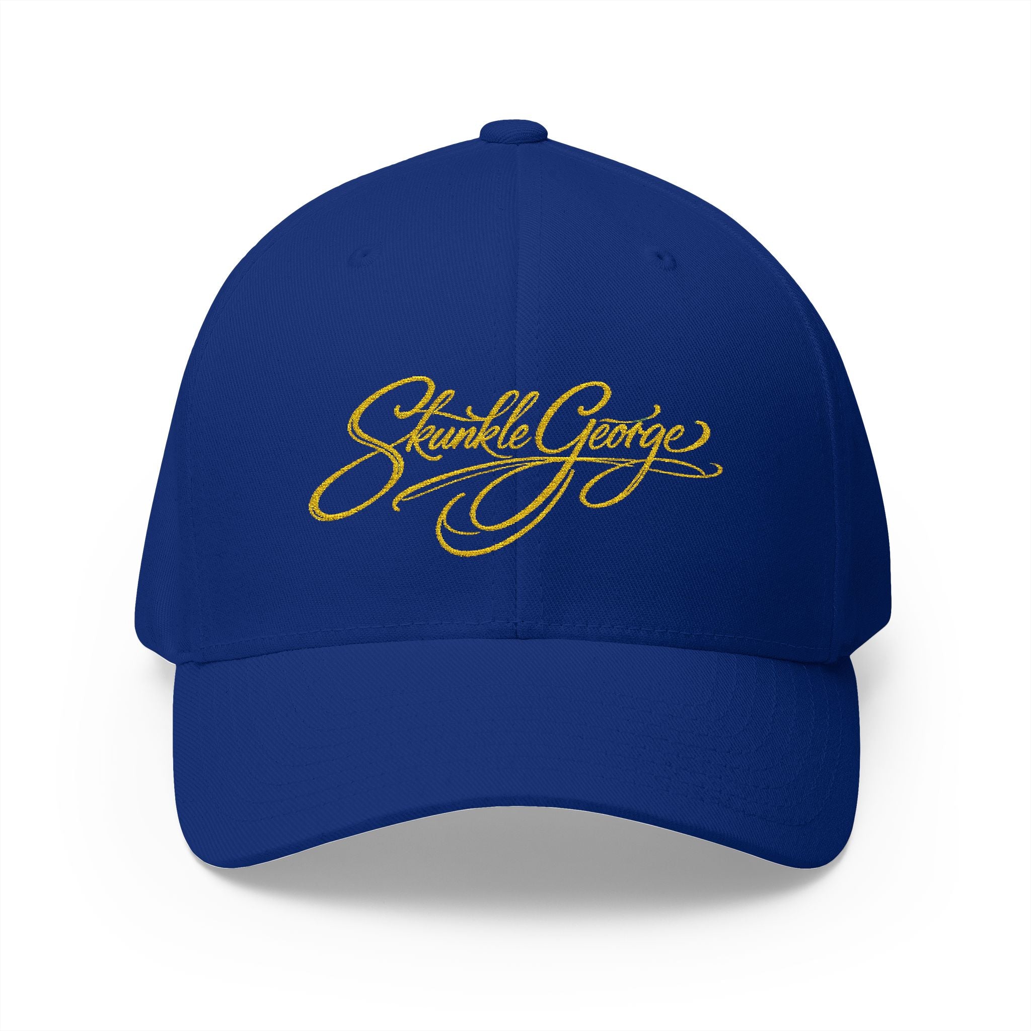 Embroidered "Skunkle George" Script Cap — Black Structured Baseball Hat