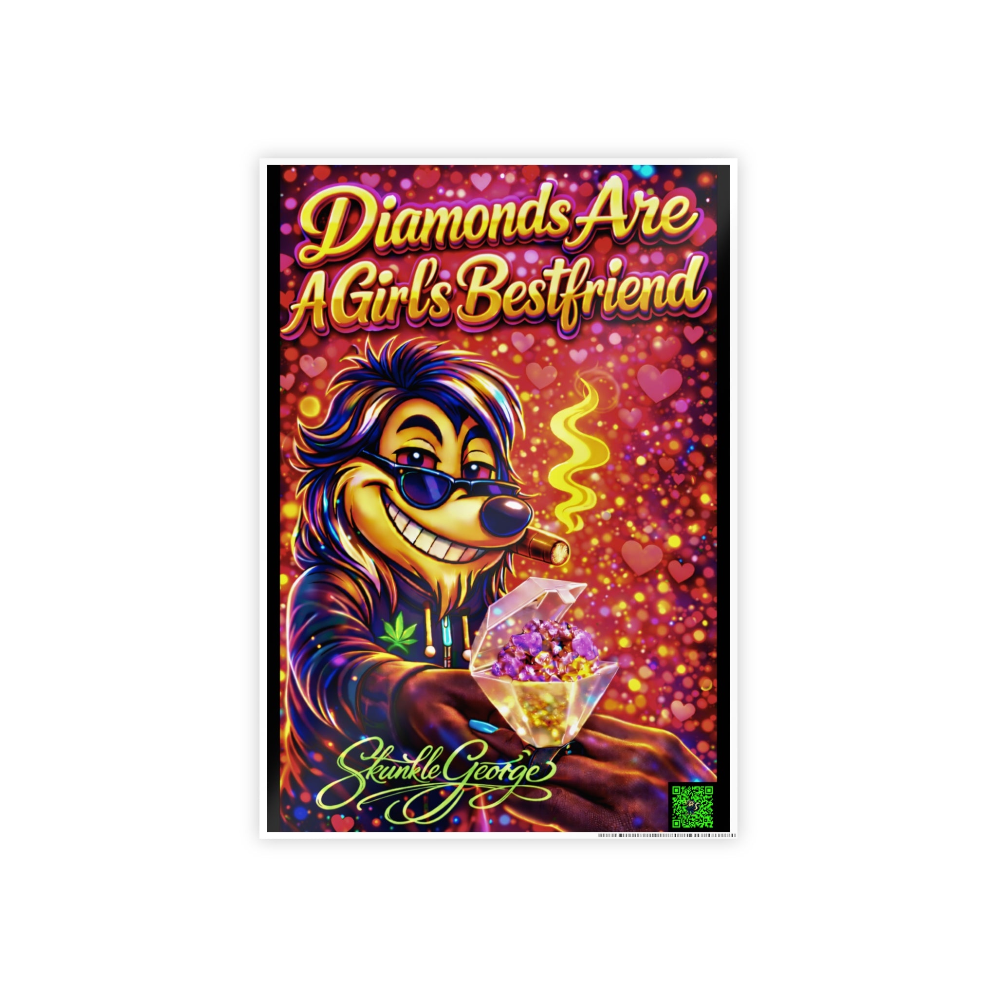 Gloss Poster — "Diamonds Are A Girl's Bestfriend" Retro Neon Art Print