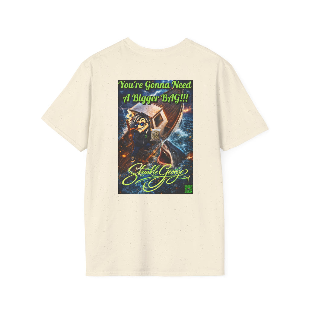 Skunkle George Cinematic T-Shirt — "You're Gonna Need A Bigger Bag!!!" Retro Cinematic Graphic Tee