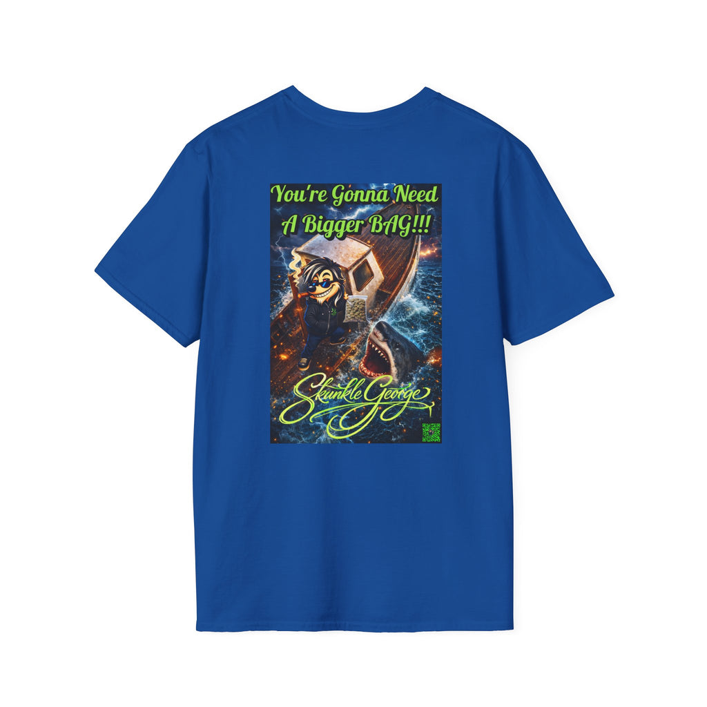 Skunkle George Cinematic T-Shirt — "You're Gonna Need A Bigger Bag!!!" Retro Cinematic Graphic Tee