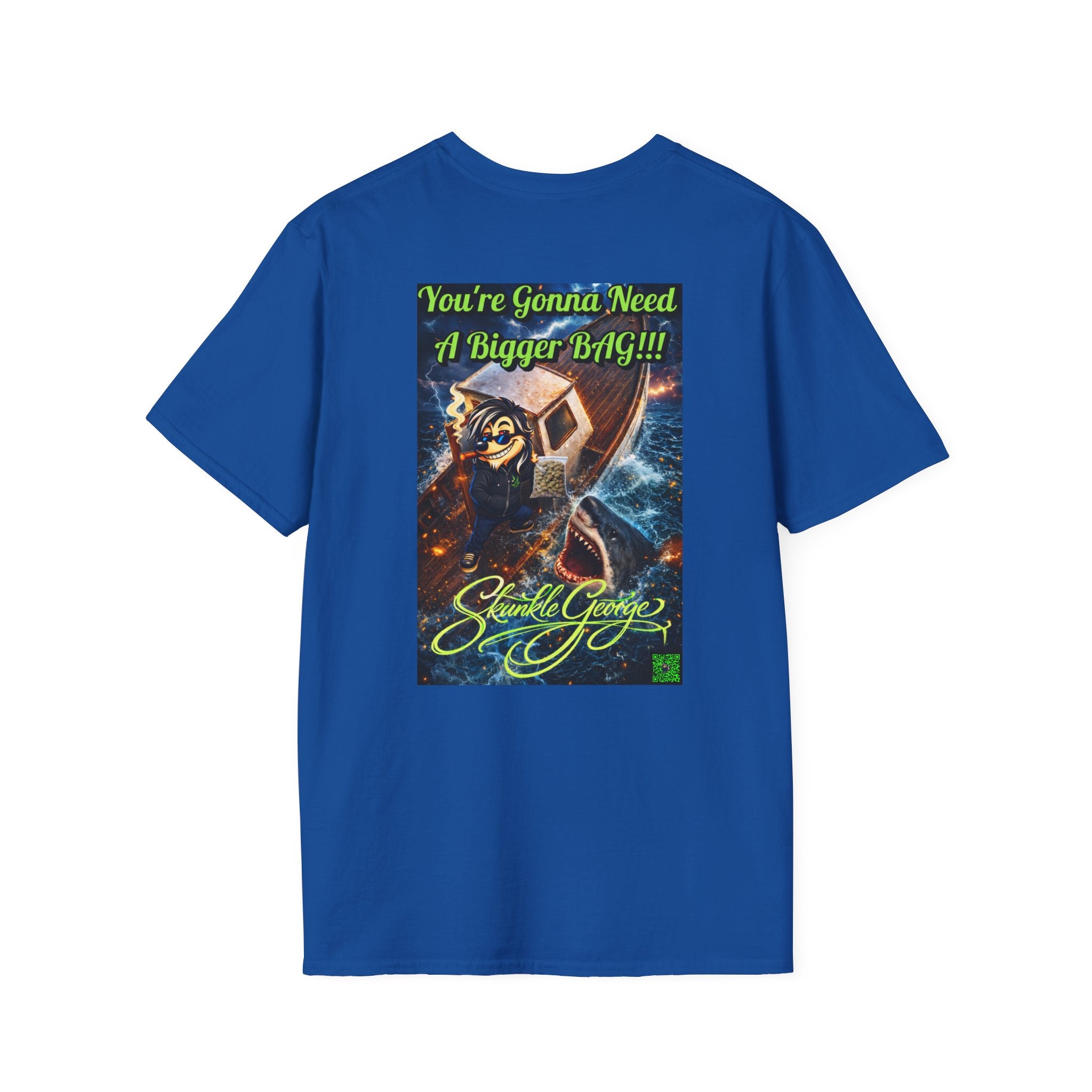 Skunkle George Cinematic T-Shirt — "You're Gonna Need A Bigger Bag!!!" Retro Cinematic Graphic Tee