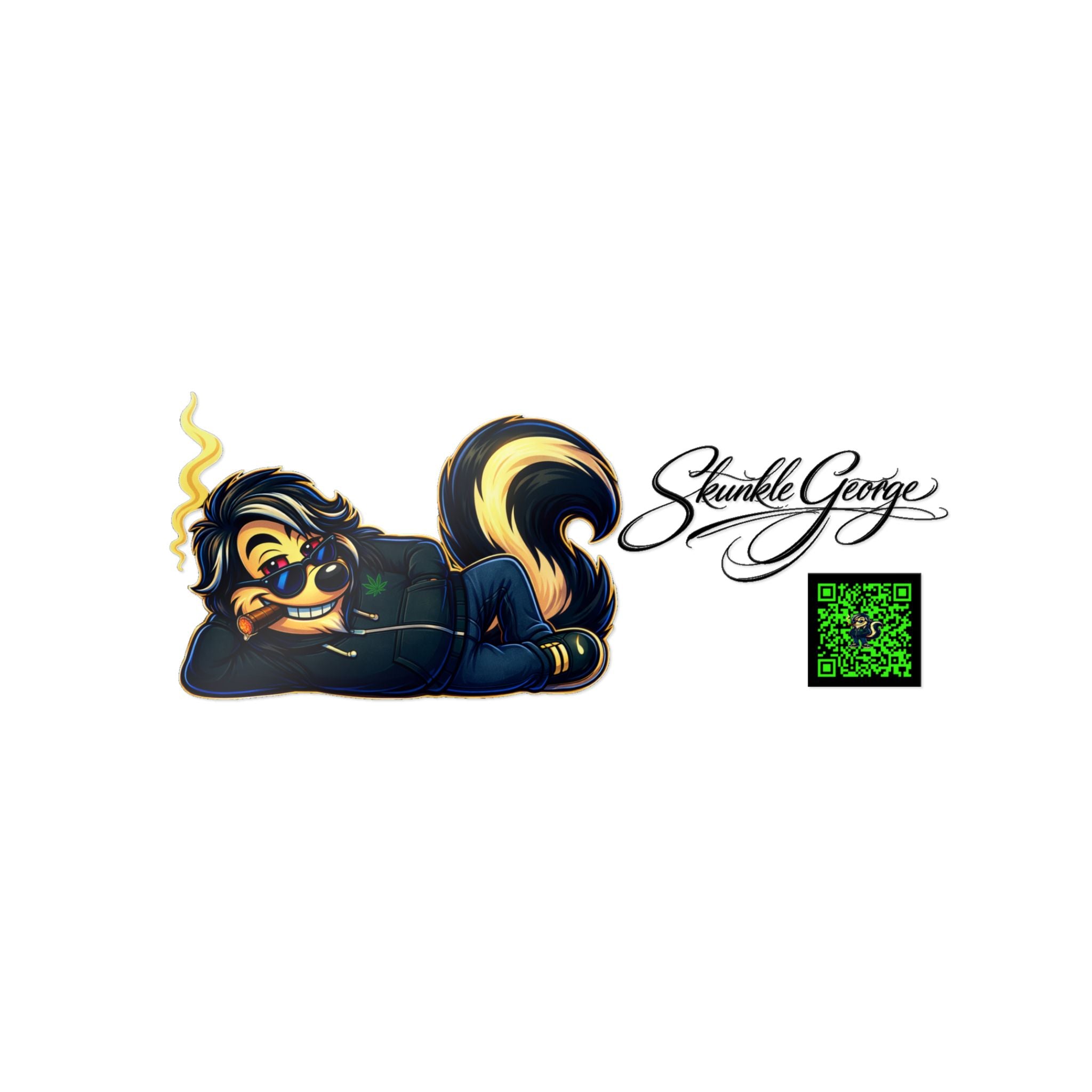 Skunk Character Die-Cut Sticker — Chill Cartoon Skunk DTF Decal