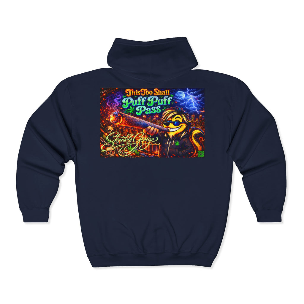 Zip Hoodie - "This Too Shall Puff Puff Pass" Colorful Stoner Graphic