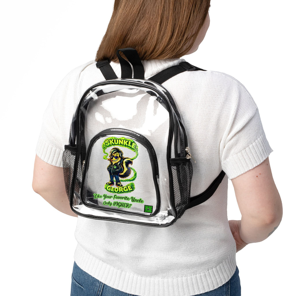 Clear Stadium Backpack — Skunkle George Graphic Clear Event & Game Day Bag