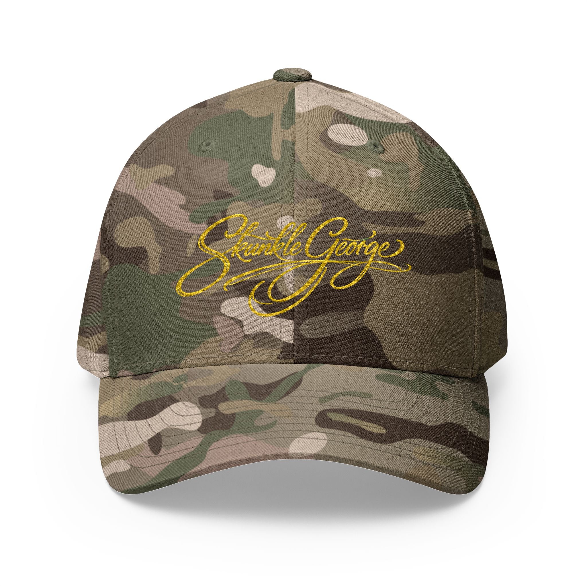 Embroidered "Skunkle George" Script Cap — Black Structured Baseball Hat