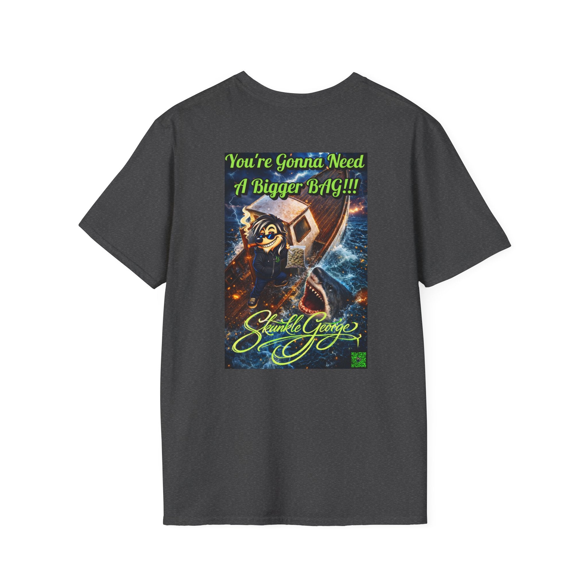 Skunkle George Cinematic T-Shirt — "You're Gonna Need A Bigger Bag!!!" Retro Cinematic Graphic Tee