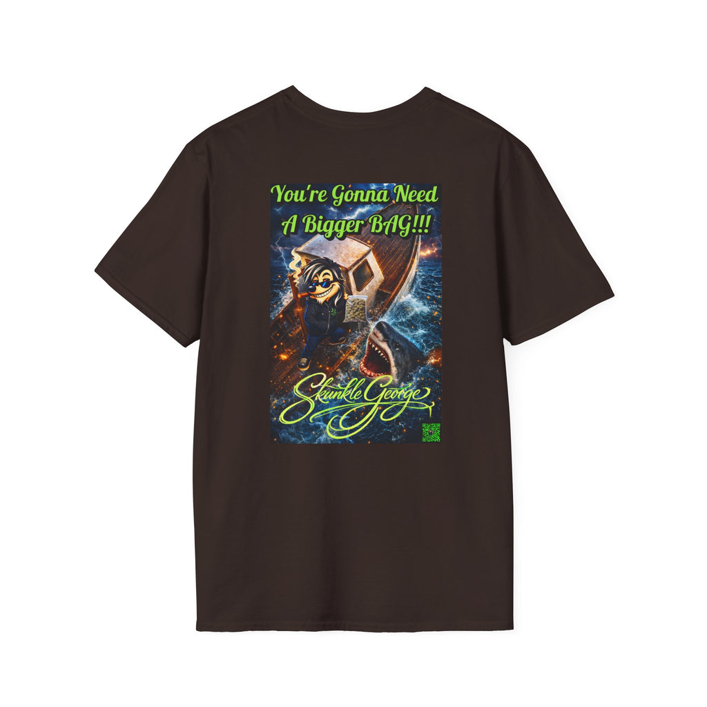 Skunkle George Cinematic T-Shirt — "You're Gonna Need A Bigger Bag!!!" Retro Cinematic Graphic Tee