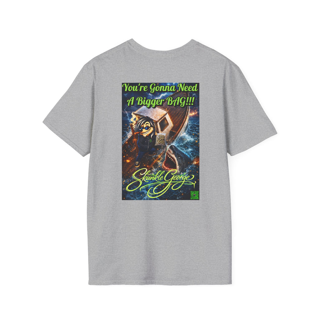 Skunkle George Cinematic T-Shirt — "You're Gonna Need A Bigger Bag!!!" Retro Cinematic Graphic Tee