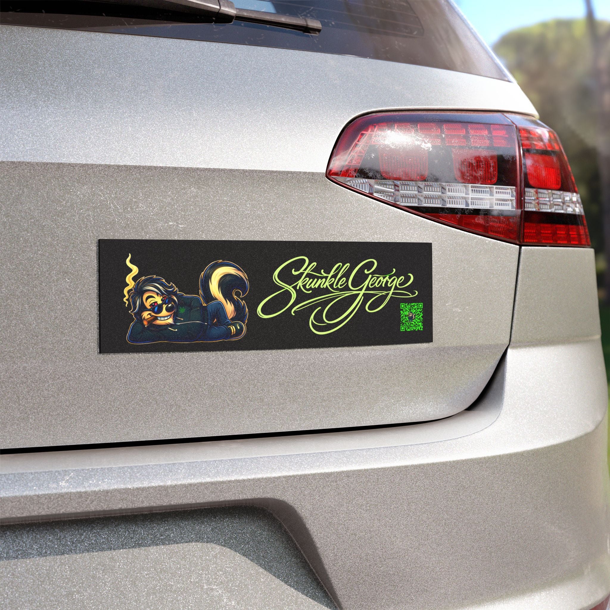 Skunk Mascot Car Magnet — "Skunkle George" Retro Logo Sticker for Cars