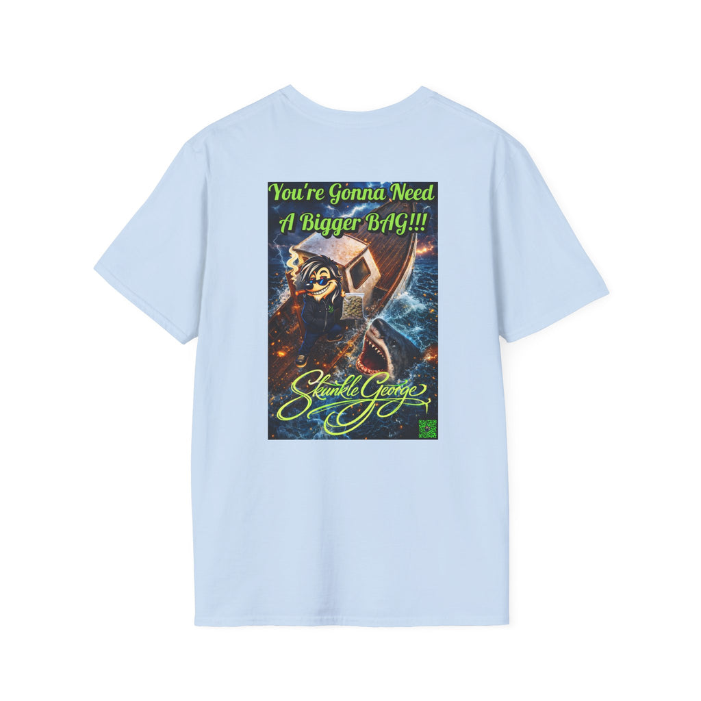 Skunkle George Cinematic T-Shirt — "You're Gonna Need A Bigger Bag!!!" Retro Cinematic Graphic Tee