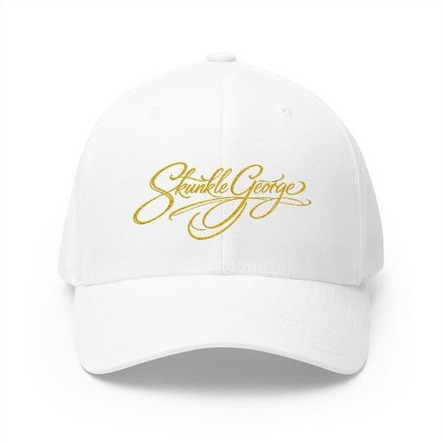 Embroidered "Skunkle George" Script Cap — Black Structured Baseball Hat